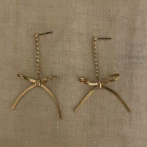 Dangling Bows and Rhinstones Earrings